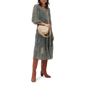 Penele Ditsy Print Chiffon Midi Dress