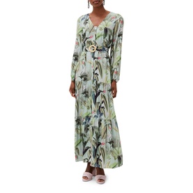 Maya Palm Print Tiered Maxi Dress