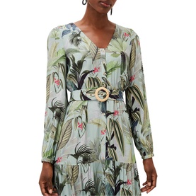 Maya Palm Print Tiered Maxi Dress