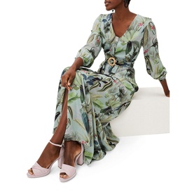 Maya Palm Print Tiered Maxi Dress