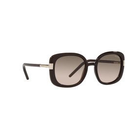 Prada Rectangle Sunglasses 0PR 04WS in brown with gold-tone temple detail and gradient lenses, 53mm lens width