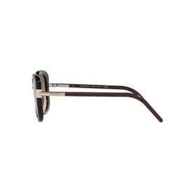 Prada Rectangle Sunglasses 0PR 04WS in brown, side profile showing silver temple arms and dark gradient lenses