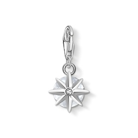 Thomas Sabo Charm Pendant Birth Stone April in silver sterling silver, star-cut rock crystal with central zirconia and lobster clasp