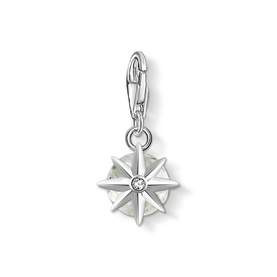 Thomas Sabo Charm Pendant Birth Stone August in silver with faceted green prasiolite star and white zirconia centre detail