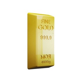 Mojipower Mojigold 4500MAH 5V Power Bank designed as a gold bar, stamped with Fine Gold 999.9 and 4600g markings