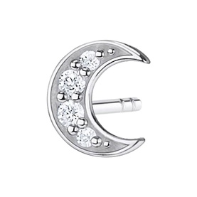 Moon Pav&eacute; Single Stud Earring