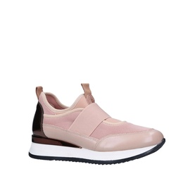 Carvela Janeiro Stretch Trainers in blush pink, slip-on style with elastic strap, metallic heel clip, and chunky white sole