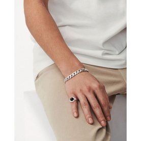 Chunky Curb Chain Silver Plated Bracelet