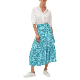 Tana Leaf Print Midi Skirt
