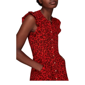 Animal Frill Sleeve Midi Dress