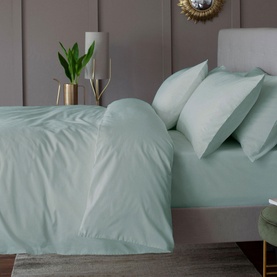 200 Thread Count Cotton Percale Duvet Set Duck Egg