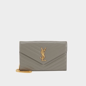 Monogram Embossed Leather Chain Wallet