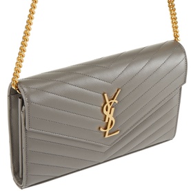 Monogram Embossed Leather Chain Wallet