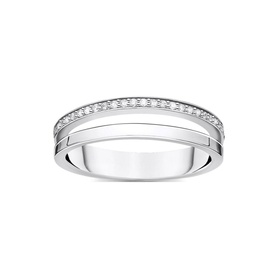 Ring Double White Stones Silver
