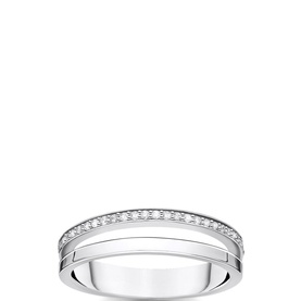 Ring Double White Stones Silver