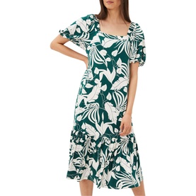 Aayra Palm Print Midi Dress