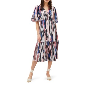 Caityln Ikat Wrap Midi Front Dress