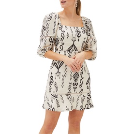 Ikat Printed Tie Back Dress