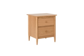 ERCOL Teramo 2682 Bedside Cabinet in brown oak, two-drawer design with tapered legs, clean grain finish