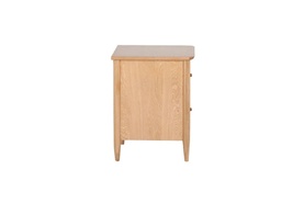 ERCOL Teramo 2682 Bedside Cabinet in light oak brown, side profile view showing tapered legs and clean panelled construction