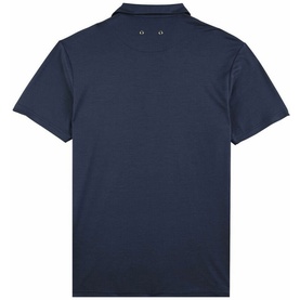 Vilebrequin Pirinol Polo Shirt in navy, rear view, polo collar, short sleeves, pull-on style, 100% lyocell fabric