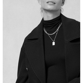 Silver Tone Tag Layered Necklace