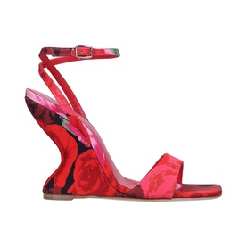 Rose Print Wedge Sandals