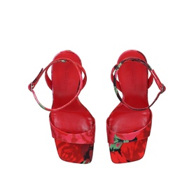 Rose Print Wedge Sandals