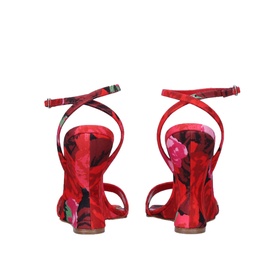 Rose Print Wedge Sandals