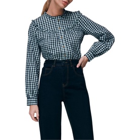 Gingham Frill Detail Blouse