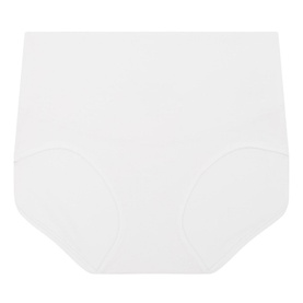 Spanx Cotton Comfort Light Control Briefs in white, high-waist brief style with smooth finish and double-layer waistband