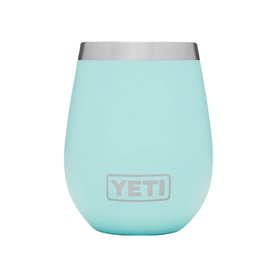 Yeti Rambler 10 Oz Wine Tumbler in seafoam green, powder-coated stainless steel, stemless insulated design with brushed interior rim