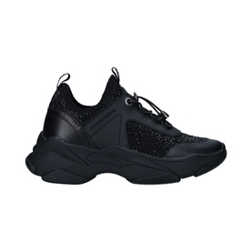 KG by Kurt Geiger Vegan Leighton Gem Trainers in black with gem-embellished panels, toggle lacing, and chunky sole