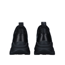 KG by Kurt Geiger Vegan Leighton Gem Trainers in black, rear view showing gem-embellished panels, chunky sole and toggle fastening
