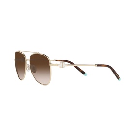 Tiffany & Co Pilot Sunglasses 0TF3080 in gold-tone metal with tortoiseshell temples, double bridge, and brown gradient lenses