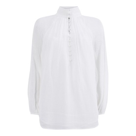 Tonal Stripe High Neck Blouse