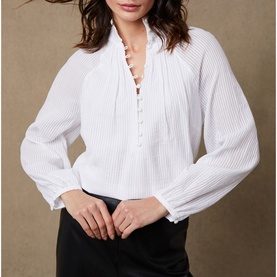 Tonal Stripe High Neck Blouse
