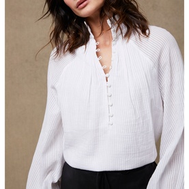 Tonal Stripe High Neck Blouse