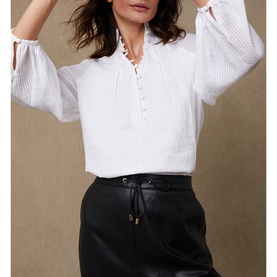 Tonal Stripe High Neck Blouse