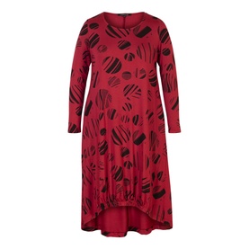 Geometric Circle Print Ruched Jersey Dress