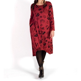 Geometric Circle Print Ruched Jersey Dress