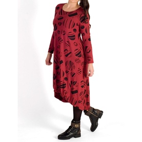 Geometric Circle Print Ruched Jersey Dress