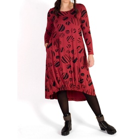 Geometric Circle Print Ruched Jersey Dress