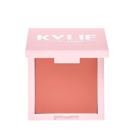 Kylie By Kylie Jenner Pressed Blush Powder in open pink compact, showing coral-pink matte powder, 7.5g