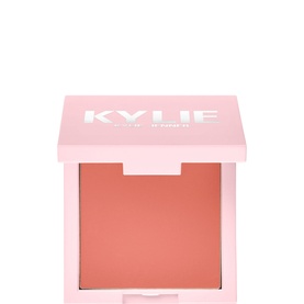 Kylie By Kylie Jenner Pressed Blush Powder in open pink compact, showing coral-pink matte powder, 7.5g