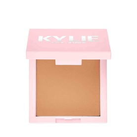 Kylie by Kylie Jenner Pressed Bronzing Powder 11g in open pink compact, showing warm tan bronzer pan