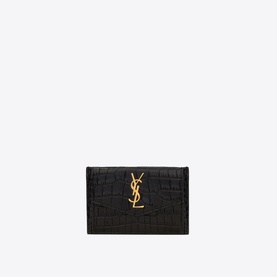 Uptown Croc-Embossed Leather Card Holder