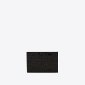 Uptown Croc-Embossed Leather Card Holder