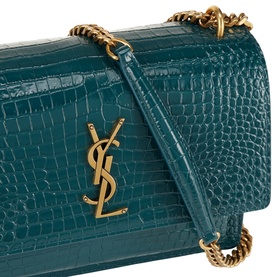 Sunset Croc-Embossed Medium Leather Bag