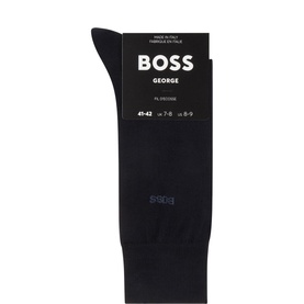 Hugo Boss George Logo Socks in dark blue, Egyptian cotton with ribbed cuff and subtle logo detail